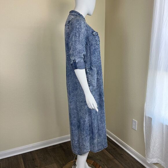 Soft Surroundings Women's Size Petite XL Tencel Acid Wash Maxi Shirt Denim Dress - Picture 10 of 17